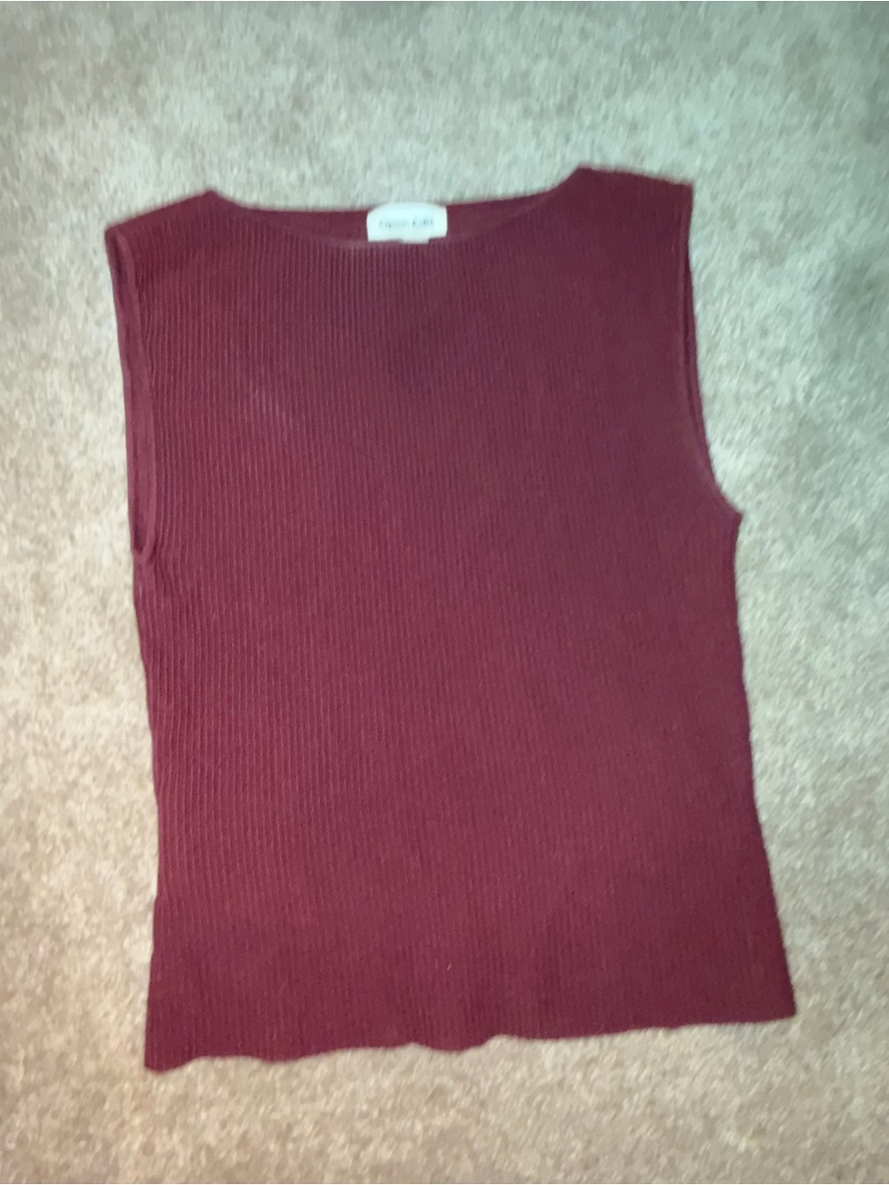Open Edit Sleeveless Ribbed Tank Top in Burgundy - Picture 4 of 4